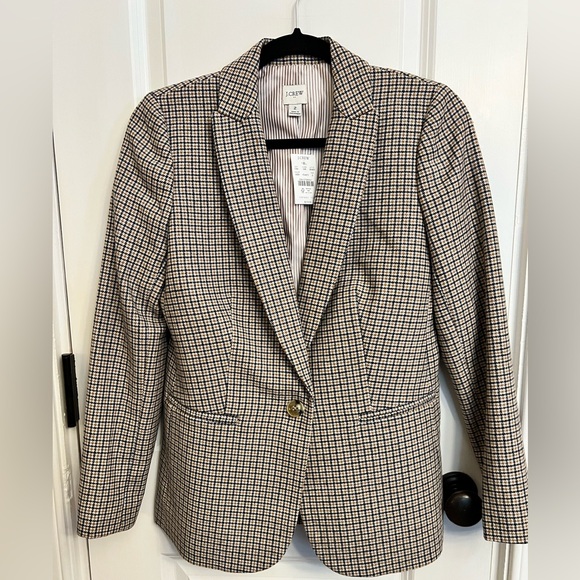 J. Crew Women's Checkered one button Blazer - Picture 2 of 7